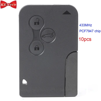 

KEYECU 10pcs for Renault Megane Scenic 2003-2008 Smart Remote Key Fob 3 Button 433MHz PCF7947 Chip