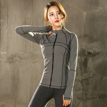 

Free Shipping Women Long-sleeved Jacket Ladies Outdoor Autumn and Winter Fitness Running Yoga Zipper Jacket