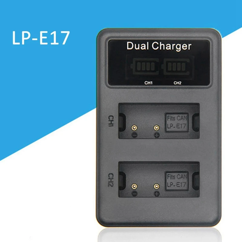 Зарядное устройство с ЖК-дисплеем и двумя usb-портами для Lp-E17 Lpe17 Lp E17 батарея для камеры Canon Eos M3 M5 M6 Kiss X8I 750D 760D T6I T6S 800D