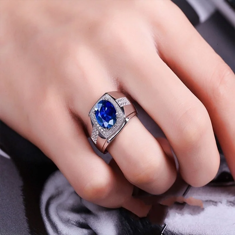 Fashion Natural Stone Blue Sapphire Art Deco Filigree Ring Sz 6-10