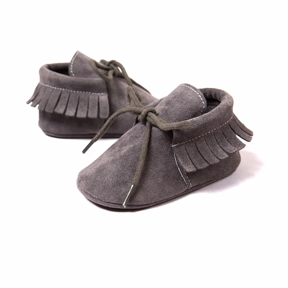 Baby Boy Girl Baby PU Moccasins Soft Moccs Shoes Fringe Soft Soled Non-slip Footwear Crib Shoes