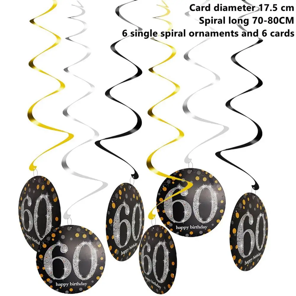 60th Swirls CHZLL 30, 40, 50, 60, запечатывание этикеток на день рождения, наклейки на день рождения, украшения на день рождения для взрослых, товары на день рождения, подарки на день рождения - Цвет: 60th Swirls