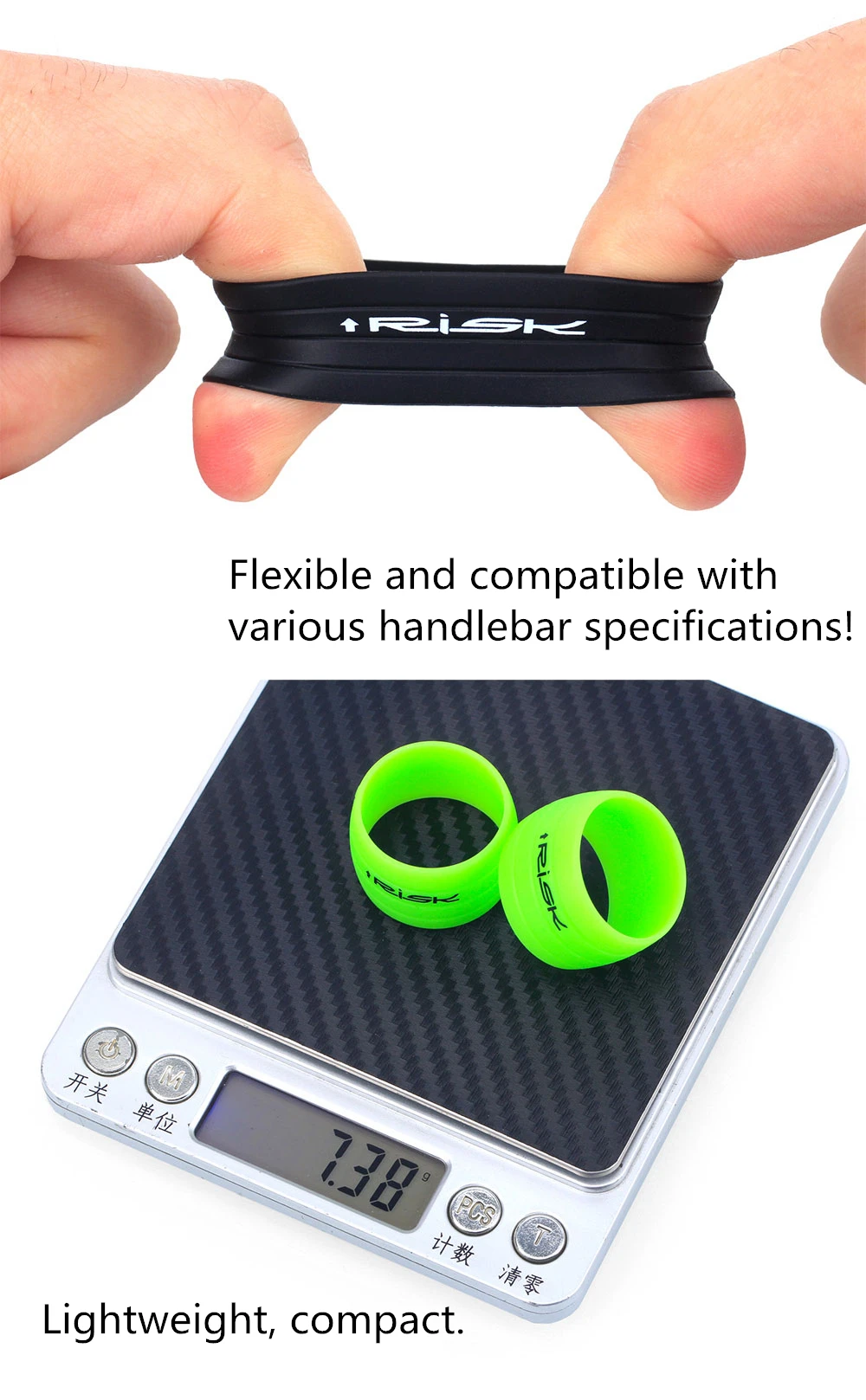 Description Picture 5 of item2pcs RISK Bicycle Bike Handlebar Strap Tape Fixing Silicone Ring Anti-Skip Rubber Sleeve Loops Collar