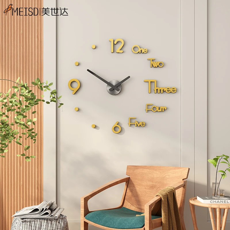 3D DIY Luxury Wall Clock Mirror Sticker Large Number Art Home Room Decoration UK