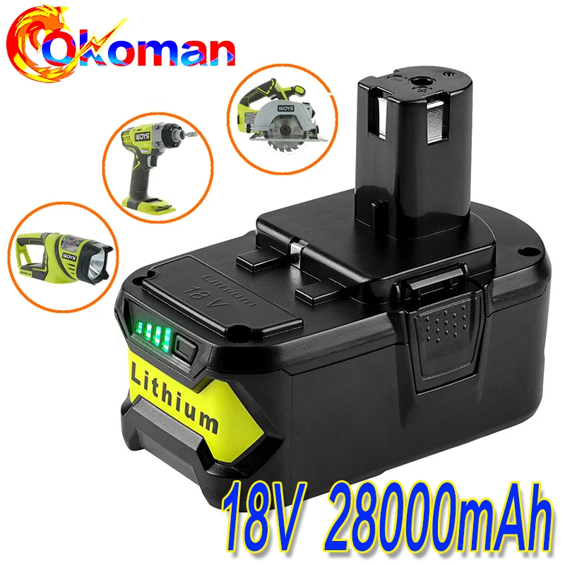 Новый литий-ионный аккумулятор высокой емкости 18 в 28000 мАч для Ryobi Hot P108 RB18L40