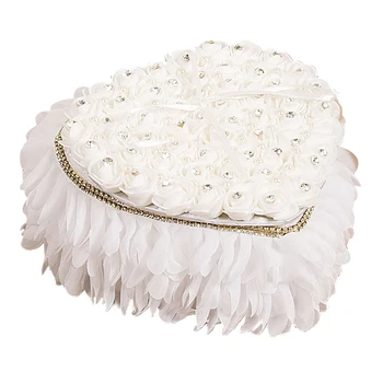 

Ring Pillow Cushion Heart Shape Ring Box Simulation Rose Flowers Jewelry Case 1 Pcs Party Diy Decors Valentine Day Gift