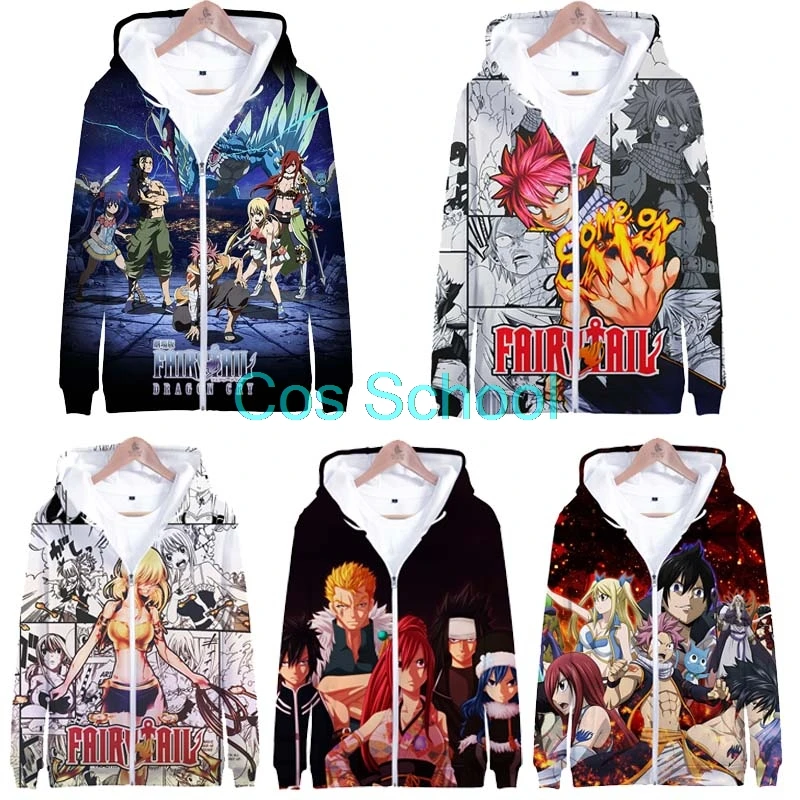 Cos школьная Fairy Tail толстовки Natsu Люси хартфилия печатных куртка с капюшоном Эрза Скарлет парик Грея фуллбастера для косплея; костюм для Хэллоуина