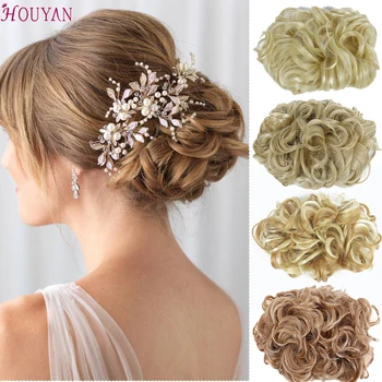 

HOUYAN Synthetic Flexible Hair Buns Curly Scrunchy Chignon Elastic Messy Wavy Scrunchies Wrap For Ponytail Clip in Extensions