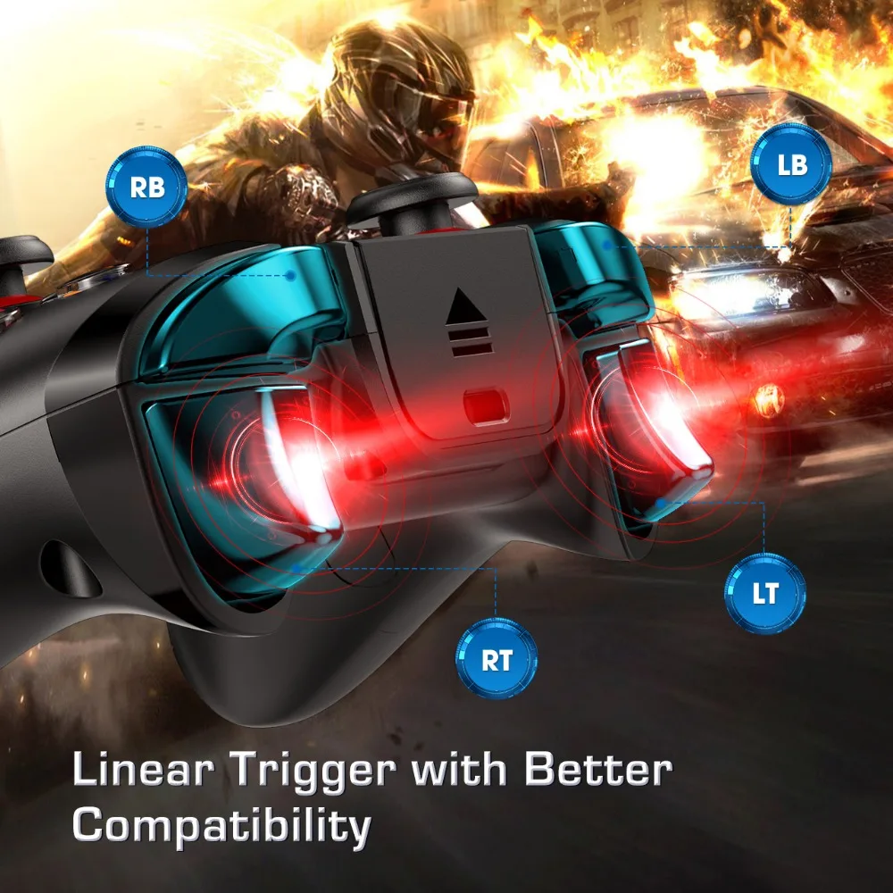 PICTEK PC249 PUBG Controller Wireless Bluetooth Gamepad Mobile Android Rechargeable Switch Controller With Phone Holder For Game (6)