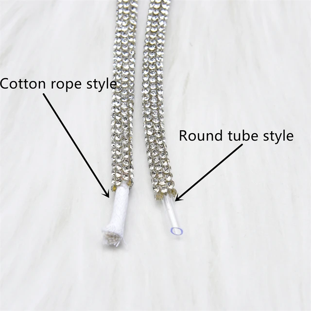 Rhinestone Rope Decoration Round Tube Accessory 6Mm Shoelaces Rhinestone  Belt Cap Rope Draw Rope Bowknot Clothing Accessories String Glitter (AB
