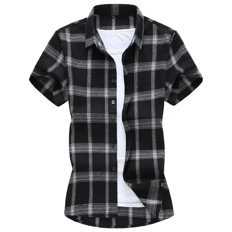 Normalización Puntualidad danés Camisa a cuadros blanca y negra para hombre, camisa de manga corta a la  moda, M-7XL, 6XL, novedad de Verano de 2020 _ - AliExpress Mobile