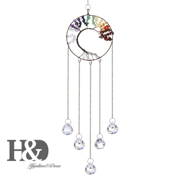 

H&D 20mm Crystals Ball Prisms Suncatcher Hanging Ornament Tree Of Life Pendant Wall Home Window Decor Wedding Gifts