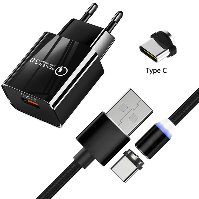 Магнитный USB кабель типа C для Huawei Mate 30 Pro P30 20 Xiaomi Mi 9 8 SE быстрое зарядное устройство