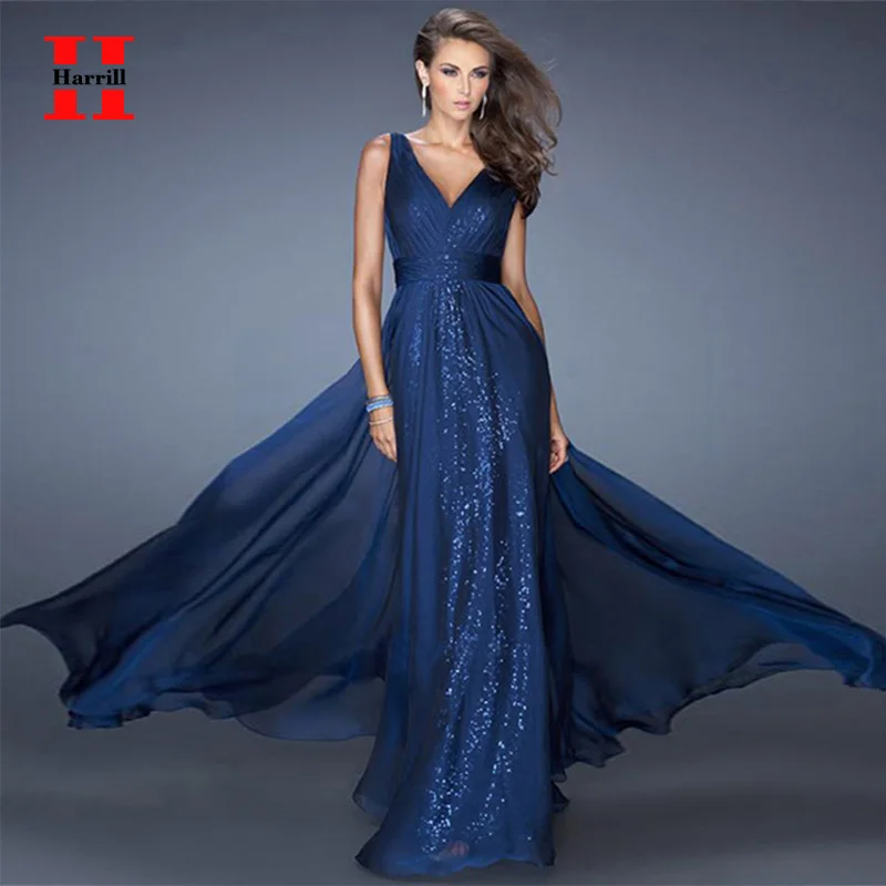

Harrill Elegant Dress Womens Sexy V-neck High Waist A-line Dresses Summer Sequins Backless Dress Wedding Women Vestidos