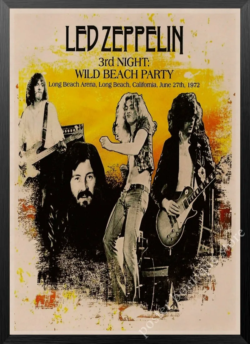 Led Zeppelin Rock Music Poster,Jimmy Page, Robert Plant poster Vintage Home Decor Wall Stickers nine percent/6 - Цвет: 5