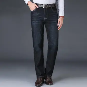 

HANZANGL 2020 Men Jeans Business Casual Straight Slim Fit Blue Jeans Stretch Denim Pants Trousers Classic Big Size 29-38