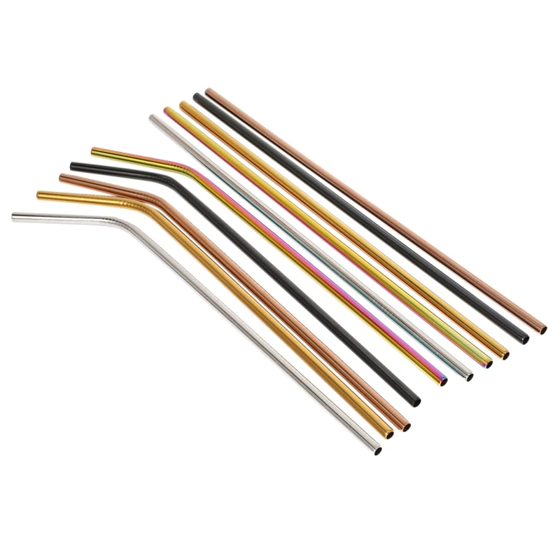Promotion! Reusable Stainless Steel Straws Set of 10 Extra Long 10.5inch Metal Drinking With 2 Brushes and Carry Bag Envi | Дом и сад