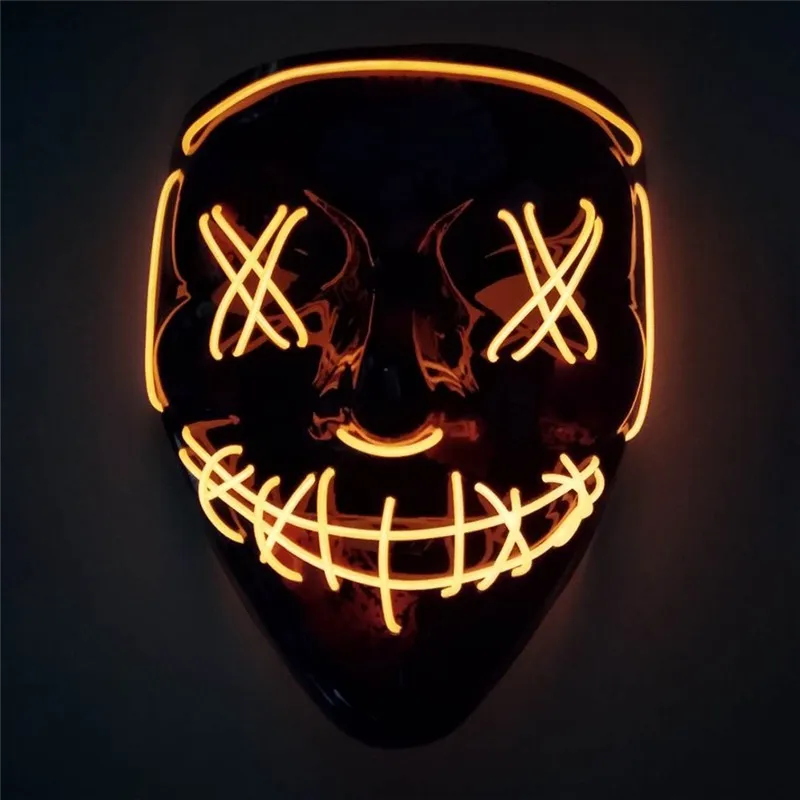 Светится в темноте EL маска на Хэллоуин вечеринку маскарадные маски светящаяся маска светящийся ужас маскарадные аксессуары для косплея