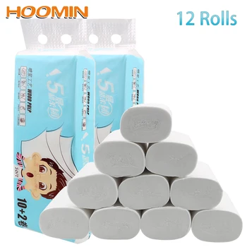 

HOOMIN 12 Rolls 5 Ply Bathroom Tissue Roll Rolling Paper White Toilet Paper Toilet Roll For Home Kitchen Accessories