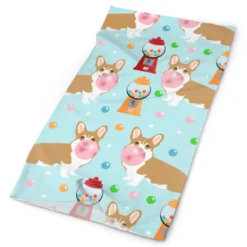 

Corgi Bubblegum Fabric Dogs And Gumball Design - Blue Headbands Bandana Cap Scarf Face Mask Neck Gaiter Headwrap Sun UV