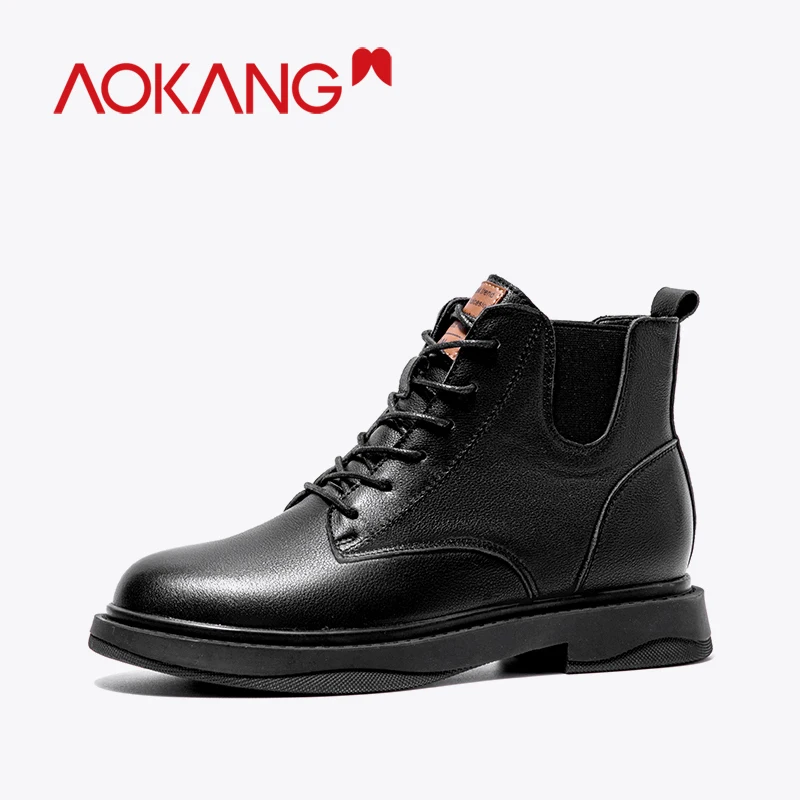 AOKANG/Ботинки martin; женская зимняя обувь из натуральной кожи; женские повседневные ботильоны из натуральной кожи; Botas Mujer