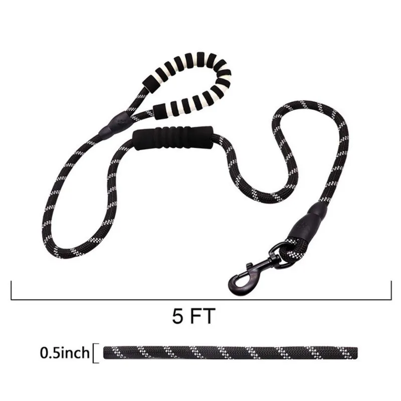 Поводок для больших собак с защитой от побега, Светоотражающий Поводок для собак, поводок для ночных прогулок, аксессуары для дрессировки собак