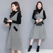Осень и зима стиль корейский стиль толстый шерстяной свитер платье-стиль Женский костюм платье средней длины комплект из двух предметов