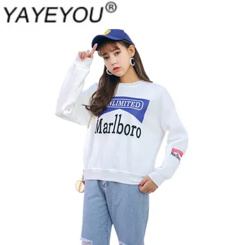 

Spring tide is not easy to go out of style with texture bf element style loose students little mature letters no hat long sleeve