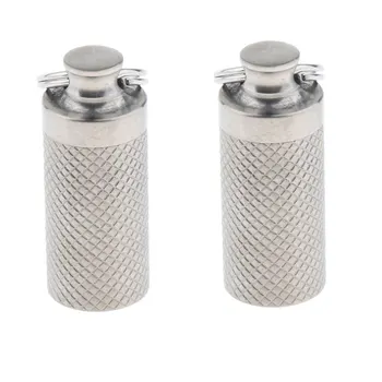 

2pcs Titanium Waterproof Pill Case, Pill Fob Capsule/Match Case Battery Holder Case, Outdoor Survival Storage Container Dry Box