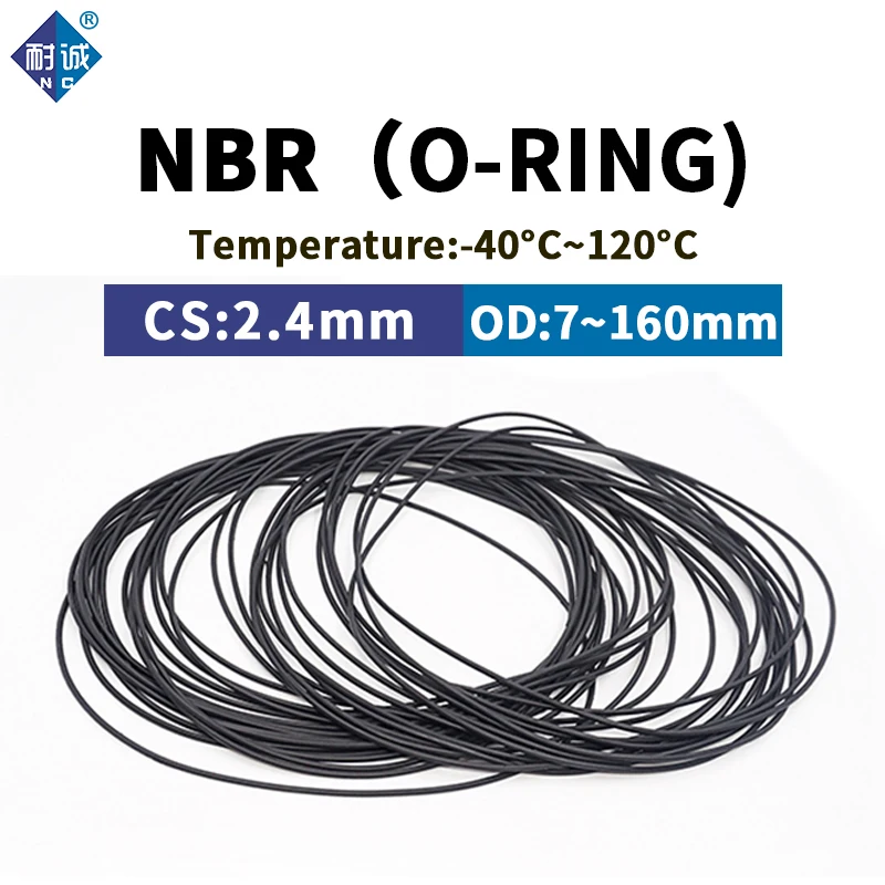 

NBR O Ring Seal Gasket Thickness CS2.4mm OD7-160 Oil and Wear Resistant Automobile Petrol Nitrile Rubber O-Ring Waterproof Black