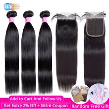 [] Прямые волосы пряди с закрытием натуральные человеческие волосы 3 пряди с закрытием бразильские волосы, волнистые пряди 4x4 швейцарское кружево