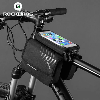 

ROCKBROS Bike Frame Bag Bicycle Top Tube Pouch Bag Cycling Waterproof Front 6.0'' Touch Screen Phone Bag Case Two Side Tool Bag