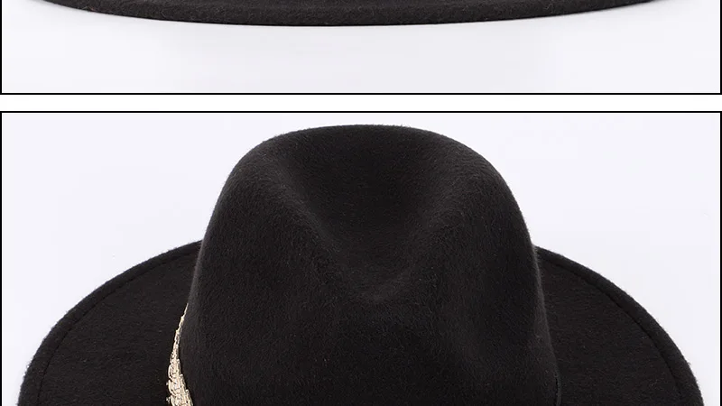 Новая мода сплошной цвет широкополый Fedora зимние мужские шапки Женская фетровая шляпа фетровая Женская винтажная шляпа-цилиндр шерсть элегантный