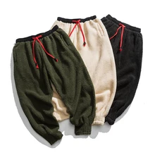 Зимняя Корейская версия новых европейских и американских одноцветных плюшевых брюк для отдыха в стиле хип-хоп