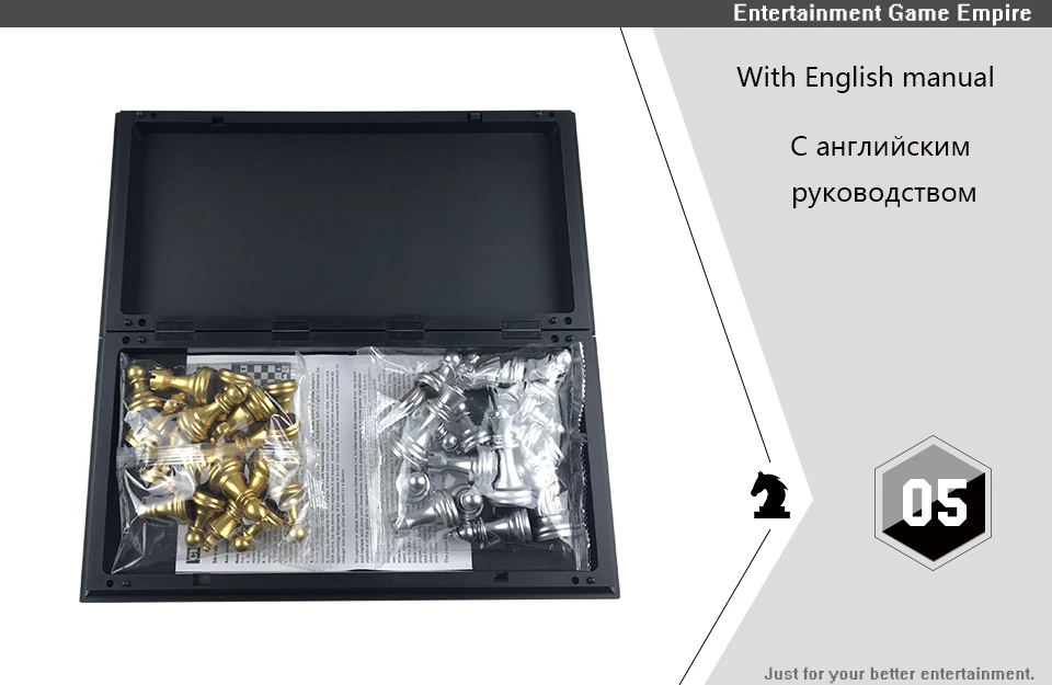 Yernea Board Games Gold and Silver Strong Magnetic Plastic Chess Pieces Chess Board Set Magnetic 32322CM Entertainment Gift (5)