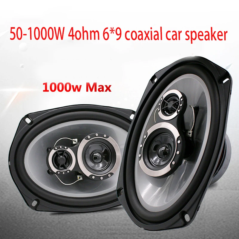 50-1000W 4ohm DC12V 6*9 Coaxial Car Speaker Horn Upgrade Two-way Car Speakers One Pair Treble Midrange Bass Speaker 