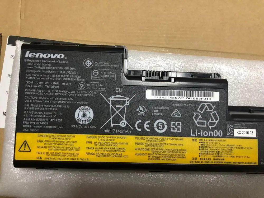 Новый оригинальный аккумулятор для LENOVO ThinkPad W700 W700ds W701 series 45J7914 ASM 42T4557 42T4559 FRU 42T4556