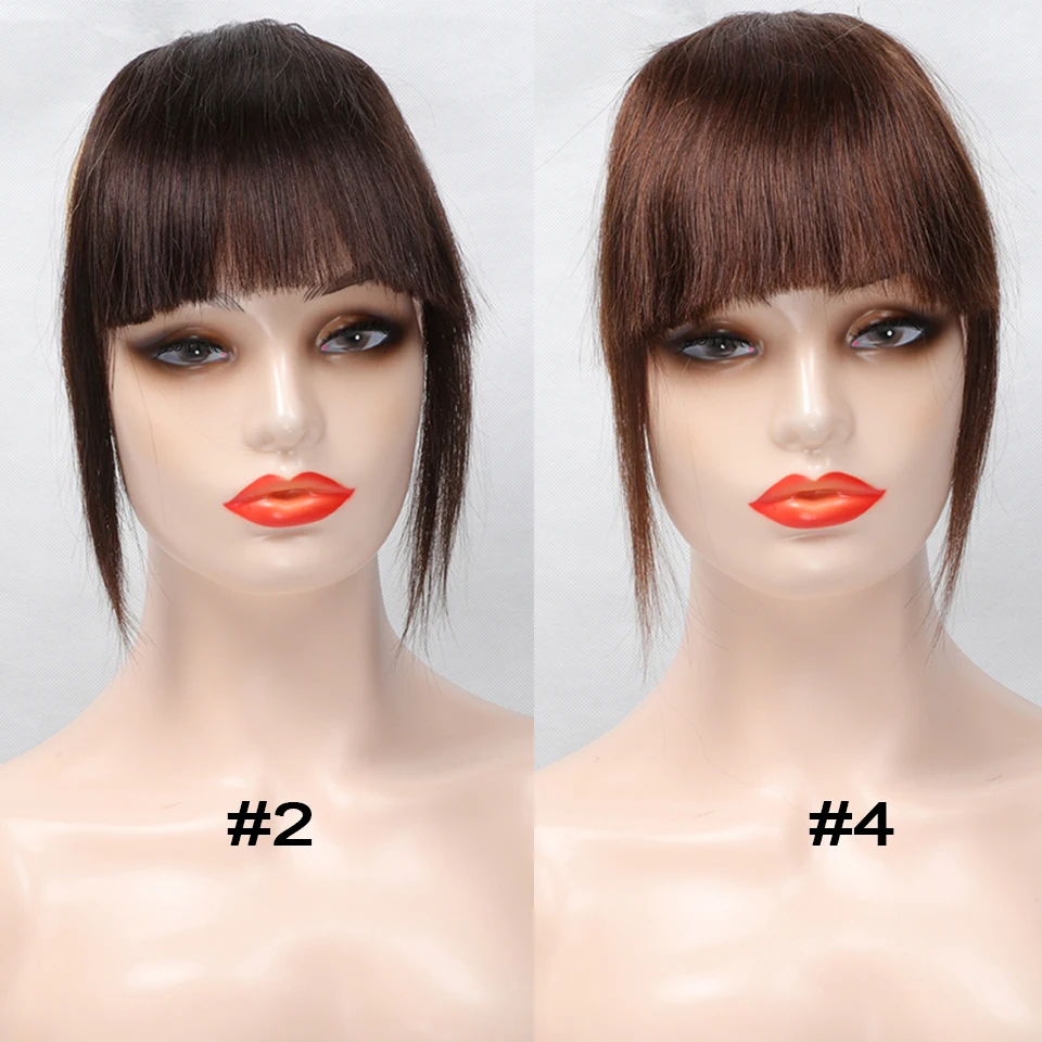 Human Hair Bangs 3 Clips 3D Blunt Cut Natural Hair Bangs OverHead Clip In Hair Extensions Non-Remy 2.5