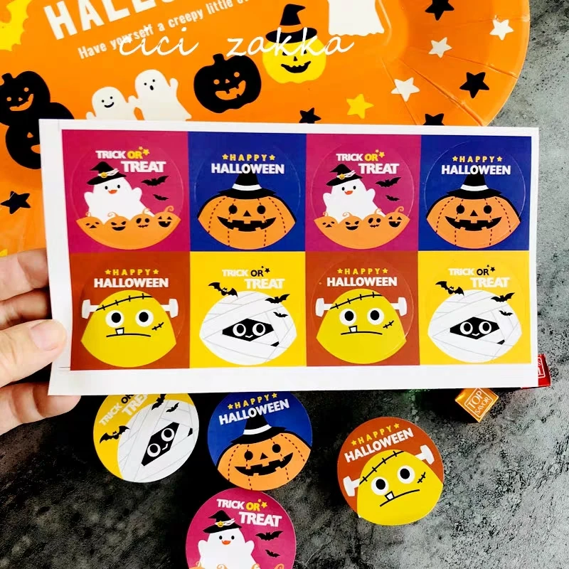 1pc Halloween terror Pumpkin ghost Decorative Stickers Adhesive Stickers DIY Decoration Diary Stationery Stickers Children Gift