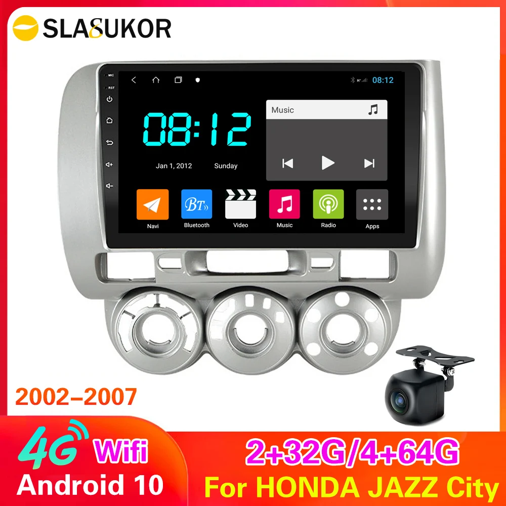 4G LTE 64GROM Android 10 For HONDA JAZZ City 2002 2003 2004 2005 2006 2007 Multimedia Stereo Car DVD Player Navigation GPS Radio |