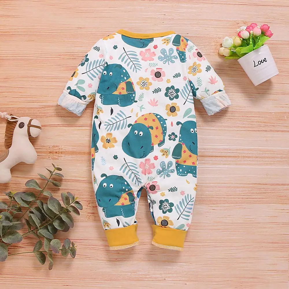 Baby Rompers for Boys Girls One Piece Jumpsuits Pajamas Autumn Winter Newborn Cartoon Clothes Outfits Long Sleeves Toddler 0-18M