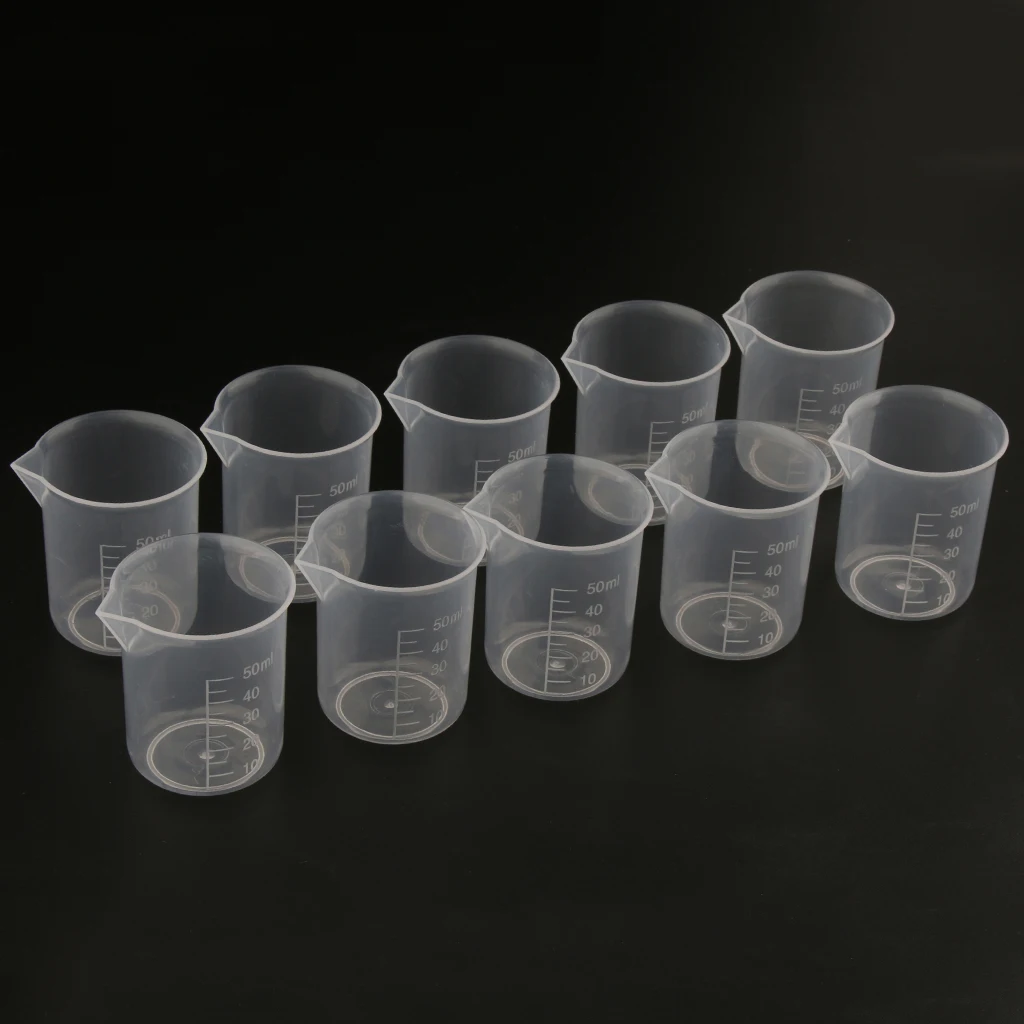 20 Pcs 50ml Reusable Plastic Measuring Cups Lab Graduated Beakers Measuring Jugs, Premium, Durable