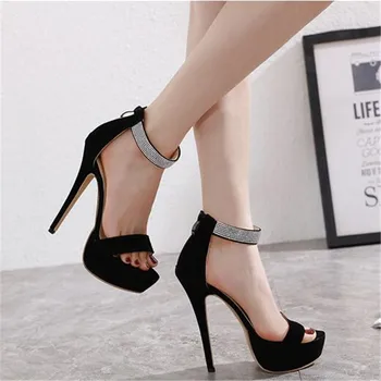 

BBZAI New pattern Superior quality sexy Big code ladies shoes 14CM Thin Heels sandals Fashion Show Nightclub Femmes 4-10 11