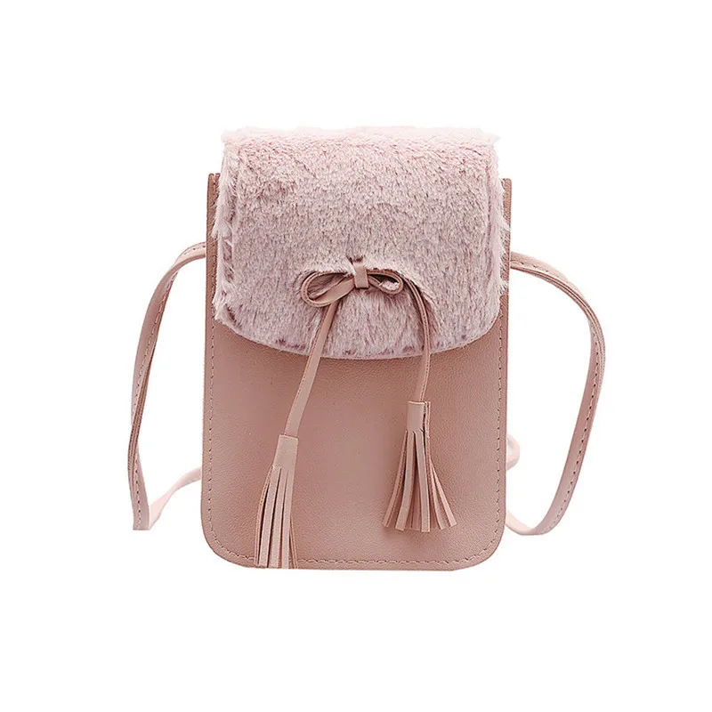 Pink Женский мини-кошелек для мобильного телефона, держатель для карт, простые маленькие сумки через плечо, клатч, сумочка, повседневная женская сумка на плечо с клапаном#40 - Цвет: Pink