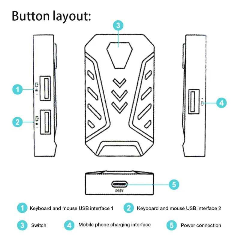  Bluetooth GAMING MIX Keyboard Mouse Converter Adapter Dock for Android IOS Phone To PC Remote Conso