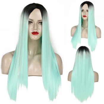 

Long Straight Wig Middle Part Heat Resistant Synthetic Fiber Full Wigs for Woman Wigs Party Cosplay Daily Wig with Roots