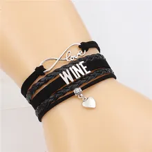 12 шт./лот, новая мода, античное серебро, вино, алфавиты, кожаные браслеты, сердце, шарм, Винтажные Ювелирные изделия, подарок для женщин и мужчин