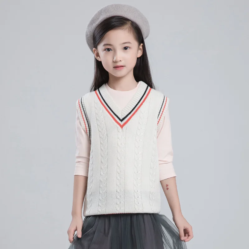 

Autumn New Style BOY'S V-neck Sleeveless Mountain Cashmere Sweater Warm Pullover Solid Color CHILDREN'S Sweater Sweater Base Shi