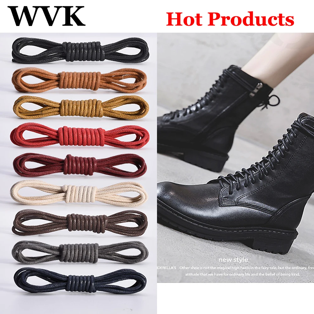 2pcs Waxed Cotton Round Shoe laces Leather Shoes lace Waterproof Shoelaces Men Fashion Boots Shoelace Shoestring Accessories