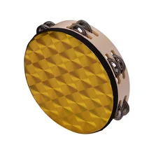 Подарок 8 дюймов деревянный лучистого бубна колокольчик ручной барабан с двухрядными Jingles Светоотражающие ударные головки барабана